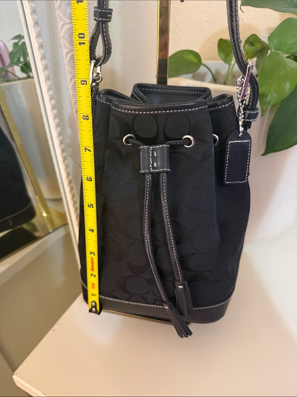Vintage Coach Black Signature in canvas Jacquard  Bucket Bag - Picture 14 of 16